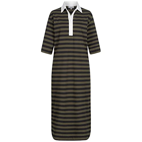 Ganni Polo-Kleid Kalamata mit Streifen S Oliv-Gestreift