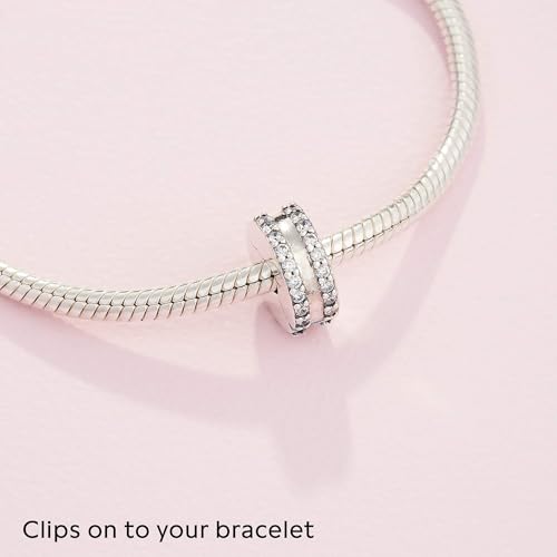 Pandora Double Lined Pavé Clip Charm - Compatible Moments Bracelets - Jewelry for Women - Gift for Women in Your Life - Made with Sterling Silver & Cubic Zirconia, No Gift Box4