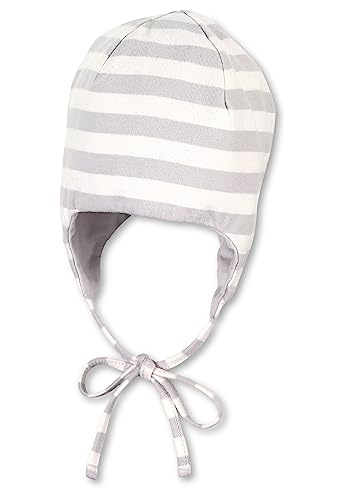 Sterntaler Baby Jungen Mütze - Baby GOTS Streifen Mütze - Kappe Kinder - aus Jersey mit Streifen und Bindeband - hellgrau, 49