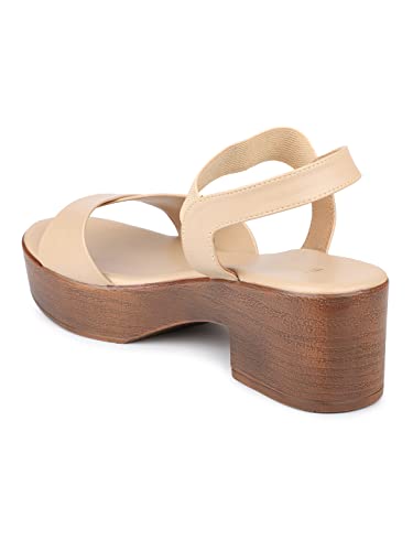 Image of Inc.5 Womens Beige Casual Open Toe Block Heels