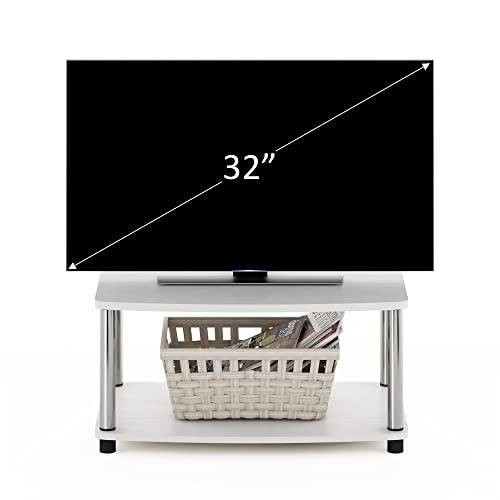 Image of Furinno Turn-N-Tube 2-Tier Printer Table with Storage, Under Desk Printer Stand, Toolless Assembly, for CPU, Work Supplies, Home Office, White Oak