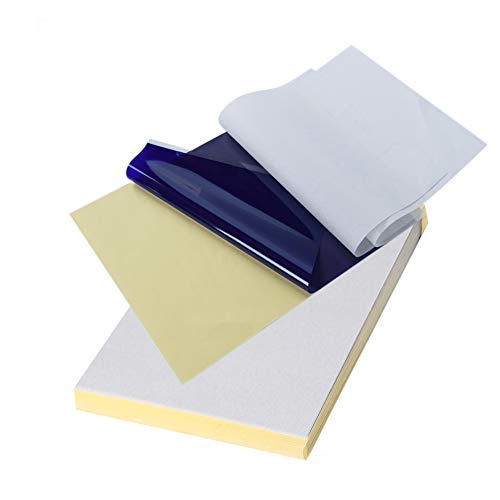 Quacoww 32 Sheets Tattoo Transfer Paper, Tattoo Supplies Thermal Stencil Paper, DIY Tattoo Tracing Paper for Tattoo Art, A4 Size