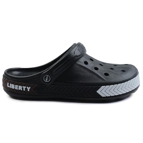Image of Liberty A-HA LITEWALKXT Clogs for Men, Black & Light Grey | Casual Slip-On Slingback Clog for Walking, Outdoor /Indoor Use | Solid Pattern, Fashionable Sandals with Lightweight Regular wear