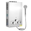 Tankless Water Heater Propane, 1.6GPM 6L Portable Instant Hot Water Heater, Outdoor Use for RV, Camper Van, Camping Trailer, Cabin, Barn, Pool, Sliver