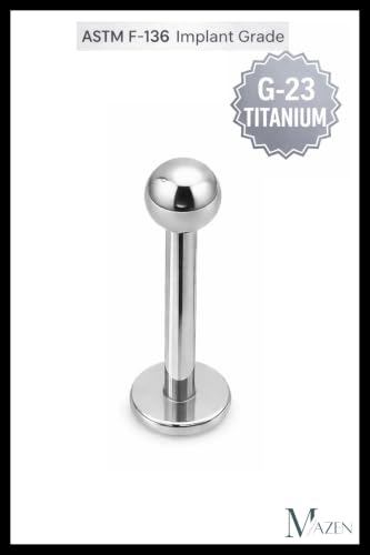 G23 Titanyum Piercing Labret, 8 MM, Tragus Helix Septum Smile Uyumlu, Gümüş Renk