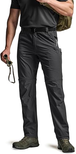 Image of CQR Men's Convertible Cargo Tactical Pants, Water Resistant Outdoor Hiking Pants, Zip Off Lightweight Stretch Work Pants