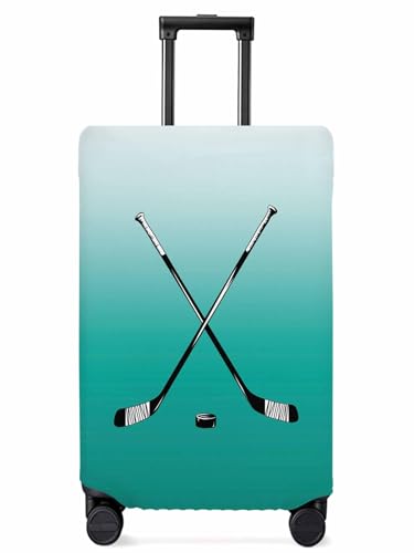 Hockey Sport Travel Luggage Cover, Water Duck Green Gray Gradient Anti-scratch Elastic Luggage Covers For Suitcase Protector, Washable Baggage Covers