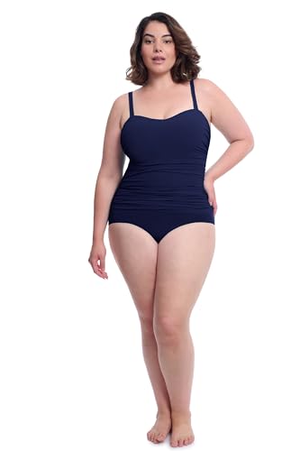Profile by Gottex Womens Plus Size V-Neck One Piece Swimsuit with Asymmetrical Ruffle Surplice, Soft Cups,Tummy Control2