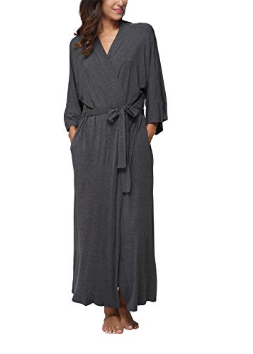 Women's Bath Robes Maternity Hospital Kimono Robes Soft Dressing Gown Sleepwear,Dark Grey