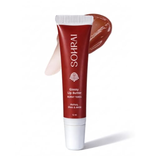 Image of Tinted Glossy Lip Butter - Burnt Terra 12ml | Amla & Mahua Oil Infused | For Dry & Chapped Lips | For Pigmented Lips
