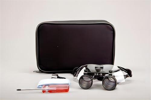 Image of Dental Surgical 3.5X Loupe Loupes 280-380mm(11 inch-15 inch) Working Distance Black Safety Goggle