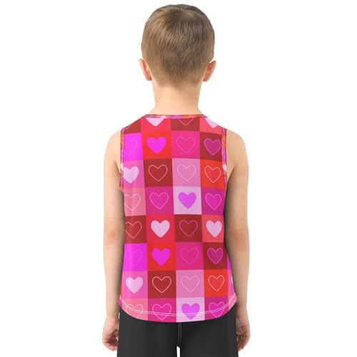 J JOYSAY Heart Square Fuchsia Boys Tank Top Sleeveless Muscle Shirts Quick Dry Kids T-Shirts 3-15T3