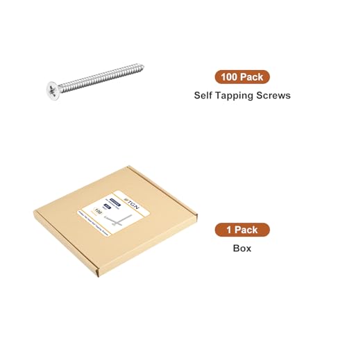Image of DTGN 100Pcs #6x2 Flat Head Wood Screws, 304 Stainless Steel Phillips Self Tapping Screws - Good for Woodworking, Furniture - Silver