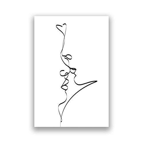 Affiche Saint Valentin pour chambre déco murale baiser abstrait