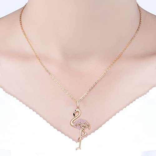 Flamingo Necklace Halloween Skeleton Cat Necklace Turtle Axolotl Hummingbird Necklaces for Women 925 Sterling Silver Cute Animal Jewelry Christmas Gifts - Image 5