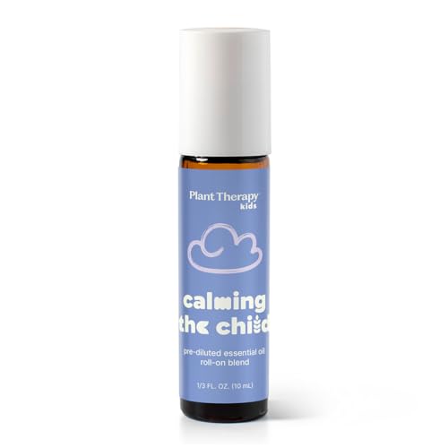 Plant Therapy Kids Calming The Child Essential Oil Blend 10 mL (1/3 oz) Relaxation and Soothing Blend, Tangerine, Lavender, & Roman Chamomile Essential Oils, Pure, KidSafe Pre-Diluted Roll-On