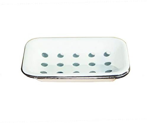 VIP White Enameled Farmhouse Style Soap Dish Antiqued Finish