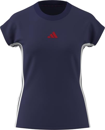 adidas Womens Essentials 3-Stripes Single Jersey Tee Mystery Ink/White L