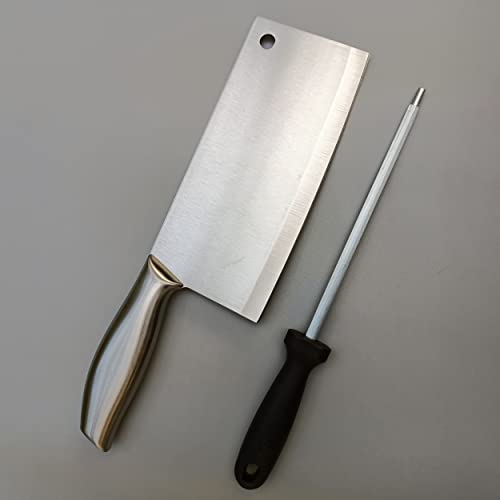aDai German Stainless Steel Meat Cleaver Butcher Knife Combo Set with Sharpener | Ultra Sharp Blade Multipurpose for Cutting Meat, Vegetables, Fruit | Ideal for Home, Kitchen, Restaurant & Gifting