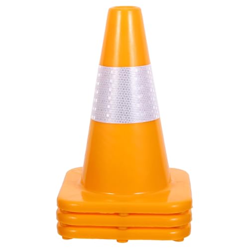FELTECHELECTR 3 Pièces Cônes de Sécurité Routière Jaunes avec Bande Réfléchissante Lot de Barrières Portables pour Signalisation et Protection Chantier Résistants Aux Intempéries Visibilité
