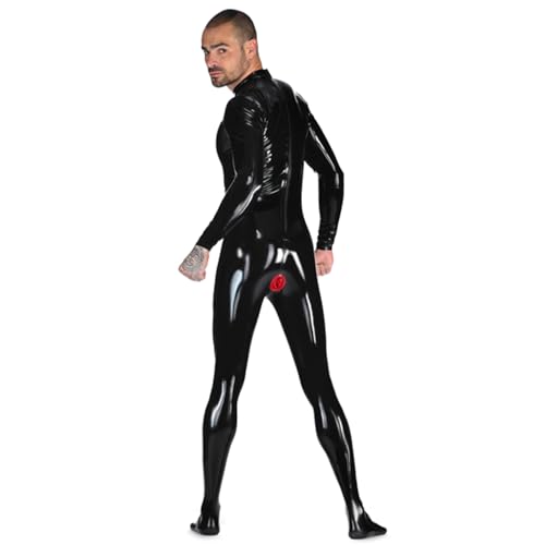 Latex Catsuit with Anus Condom with Socks Back Zipper for Men Tight Rubber Bodysuit Jumpsuit Party Wear2
