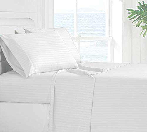 Image of Flat Sheet with Pillow Cover - White Stripe Single