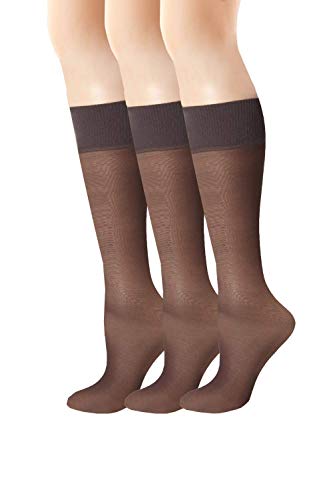 Hanes Women`s Set of 3 Silk Reflections Lasting Silky Sheer Knee Highs 1SIZE, Barely There