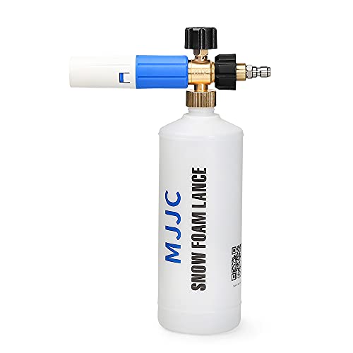MJJC Snow Foam Lance Blue high pressure car washer Compatible Varies Adapters 1L big mouth anti-leak bottle foam gun cannon (MJJC016)