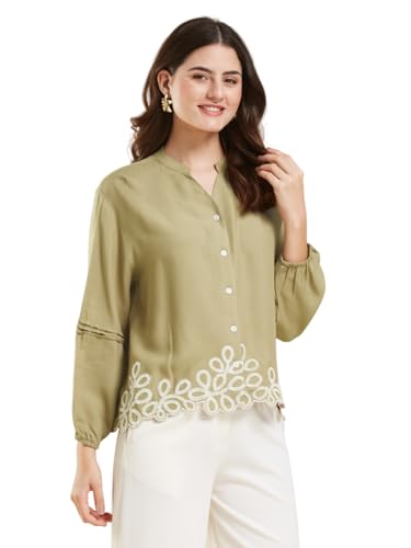 Image of J TURRITOPSIS Women's Rayon Stylish Embroidered Shirt