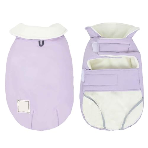 JUNENTER 防水犬用コート 寒い天候用暖かい犬用ジャケット 調節可能な冬用暖かい服 冬用犬用ベスト ハーネスホール付き 小型犬 中型犬 猫用 グリーン S(Purple,XL)