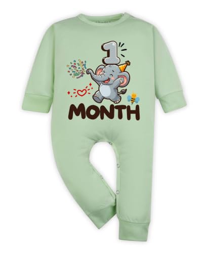 Image of ARVESA 1 Month Baby Milestone Jumpsuit for Baby Boy and Baby Girl Cotton 0-12 Months Design No 1793-1 Month