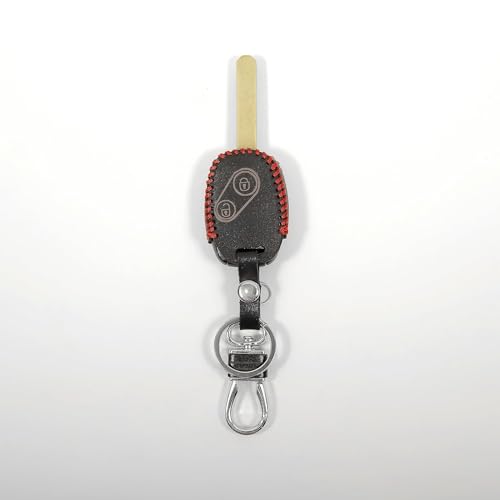 Image of Leather Smart Car Key Cover Case with Metal Hook Keychain for Honda Old Amaze, City I-Vtech, Brio, Jazz, Mobilio (Black)