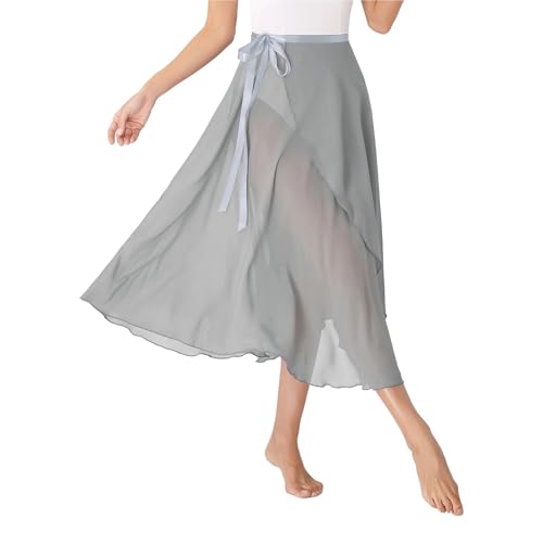 Jupes de danse en mousseline fluide pour cours de ballet et scène lyrique en couleur gris