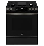 GE 30-Inch Slide-In Gas Smart Range with Convection, No-Preheat Air Fry, 5 Sealed Burners, Black Slate