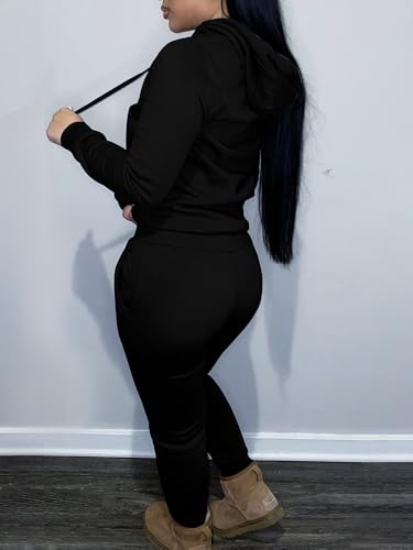 HTD Two Piece Outfits for Women Casual Sweatsuits Set Long Sleeve Hoodie Tracksuit Pullover Jogger Sweat Pants Set2