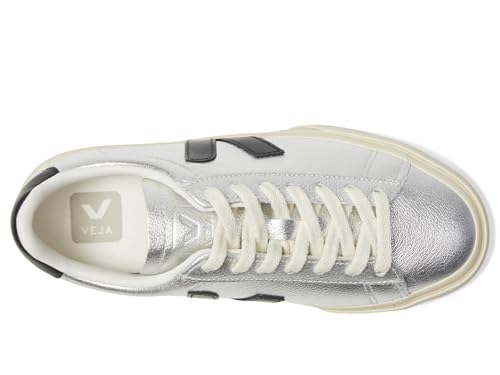 VEJA Women's Campo Sneaker, Silver/Black, 92