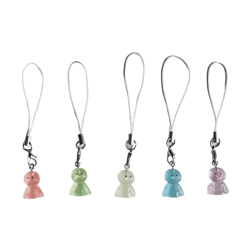 HOOLRZI Paquete de 5 colgantes para teléfono con diseño de muñecas, resistentes, accesorios de moda, varios diseños para niñas y niños