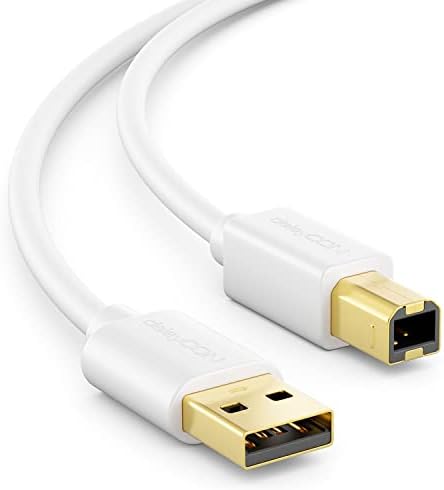 deleyCON 3,0m USB 2.0 Druckerkabel Scannerkabel USB-A auf USB-B - Weiß | Datenkabel, USB A-Stecker zu USB B-Stecker, für Drucker, Scanner und Printer
