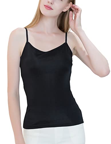 Image of METWAY Womens Silk Camisole /Spaghetti Strap Mulberry Silk Cami Tops /Stretchable Real Knit Silk Tank Undershirt for Layerling