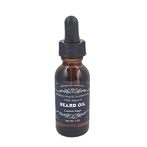 Beauty by Francesca – All Natural Beard Oil Lemon Sage Moisturizing and Softens Beard and Mustache for Men,1 oz
