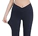 Foucome Maternity Flare Leggings Crossover Workout Yoga Pregnancy Pants Soft Stretchy Bootcut Bell Bottoms (Navy, XXL)