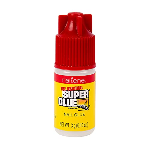 Nailene Original Super Glue Nail Glue, 0.10 fl oz - Durable, Easy to Apply False Nail Glue – Repairs Natural Nails – Quick-Drying Nail Adhesive Lasts Up to 7 Days – Nail Care Essential (77056)