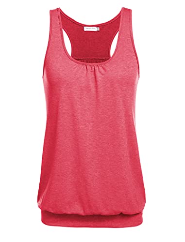 Summer Tops for Women Sleeveless Workout Tank Top Racerback Solid Shirts Watermelon Red XXL