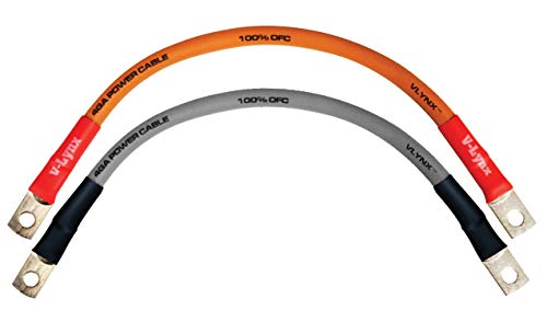 VLYNX 4-AWG 4 Gauge 10 Foot Power Inverter Cable Kit 1 Black + 1 Red 100% Copper, Industrial Grade Cables for Solar, Wind, Marine, Truck, RV, Home Made in USA (1800W Max)