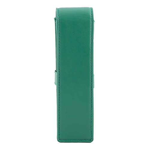 Image of DiLoro Leather Double Pen Case Pencil Pouch Holder for Two Fountain Ballpoint Rollerball Pens and Pencils (Light Green)