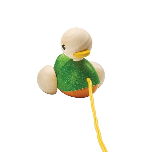 PlanToys® Pull-Along Duck | Wooden Toddler Pull Toy for Kids