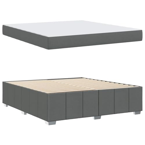 vidaXL Bettrahmen mit Matratze Dunkelgrau 180 x 200 cm Stoff, Schlafzimmermöbel, Moderner Stoffbett, Rechteckig, Robustes Boxspring, Taschenfederkern-Matratzenlösungen