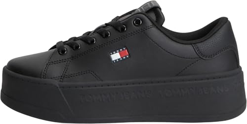 Tommy Jeans Tjw Script Cupsole Flatform En0en02961, Parte Superior Baja Mujer, Black (Black), 39 EU