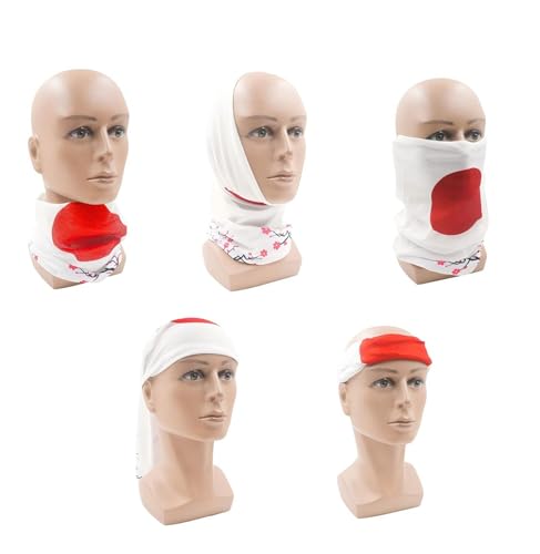 4 Japanese Flag Neck Gaiter, Japan Cherry Blossom Flag Bandana Balaclava Face Mask, Sun Protection Moisture Absorption Breathable, Suitable for Outdoor Cycling Hiking Running Fishing Camping3