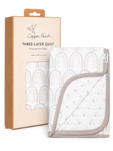 Image of Copper Pearl Three-Layer Blanket: Soft and Breathable Twin Layer Baby Quilt | Boys and Girls Toddler Blanket | 46x46 Premium Polyester /Rayon | Bliss